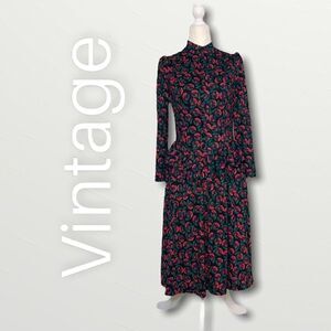 Cora’s Closet, Vintage Button Front High Neck Peplum Style Midi Dress Women’s 6